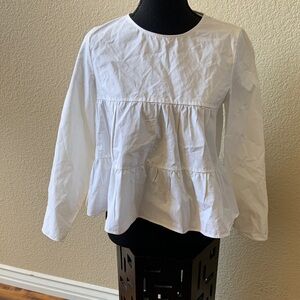 Zara Trafaluc Collection White Peplum Blouse